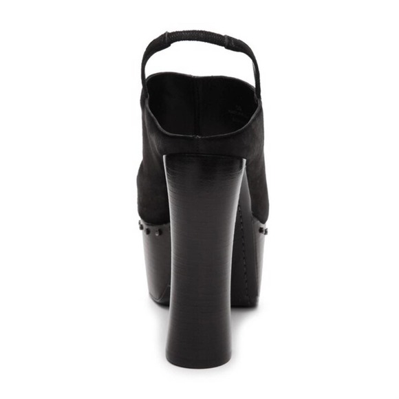 NEW 39.5 Alice + Olivia Tamson Black Suede Chunky Platform Pump Clogs Heels - Picture 5 of 15